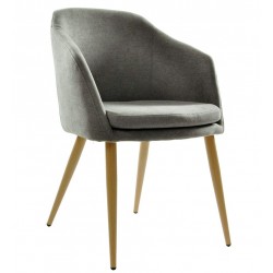 Sillón LART, metal, tapizado tejido linen gris oscuro (Pack de 2 unidades)