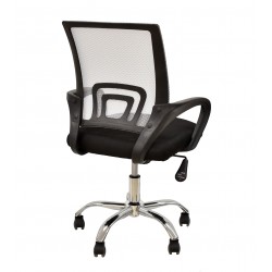 Sillón de oficina FISS NEW (M), negro, basculante, malla gris, tejido negro