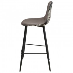 Taburete HORUS NEW, metal, tapizado velvet gris con trasera floral a juego (Pack de 2 unidades)