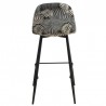 Taburete HORUS NEW, metal, tapizado velvet gris con trasera floral a juego (Pack de 2 unidades)