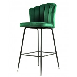 Taburete DEVIN, metal, tapizado velvet verde oscuro (Pack de 2 unidades)