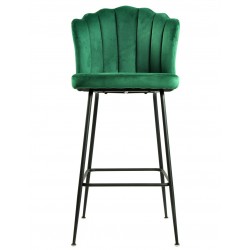 Taburete DEVIN, metal, tapizado velvet verde oscuro (Pack de 2 unidades)