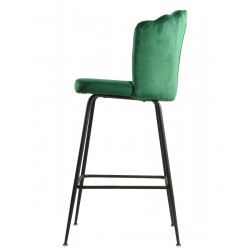 Taburete DEVIN, metal, tapizado velvet verde oscuro (Pack de 2 unidades)