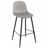 Taburete HORUS NEW, metal, tapizado velvet gris con trasera floral a juego (Pack de 2 unidades)