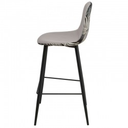 Taburete HORUS NEW, metal, tapizado velvet gris con trasera floral a juego (Pack de 2 unidades)