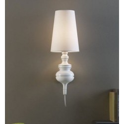 Lámpara LOUVRE, aplique de pared, blanca, pantalla blanca