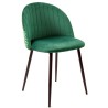 Silla FLORAL, metal, tapizado velvet verde con trasera floral a juego (Pack de 4 unidades)
