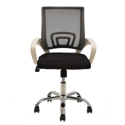 Sillón de oficina FISS NEW, brazos blanco, basculante, estructura y malla negro