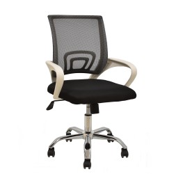 Sillón de oficina FISS NEW, brazos blanco, basculante, estructura y malla negro