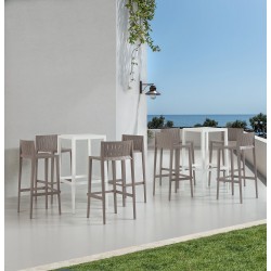 Mesa alta CHOPIN-103, apilable, polipropileno blanco, 50 x 50 x 103 cms
