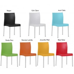 Silla SANDRA, aluminio, polipropileno blanca* (Pack de 4 unidades)