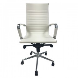 Sillón de oficina ROTERDAM, alto, similpiel blanca
