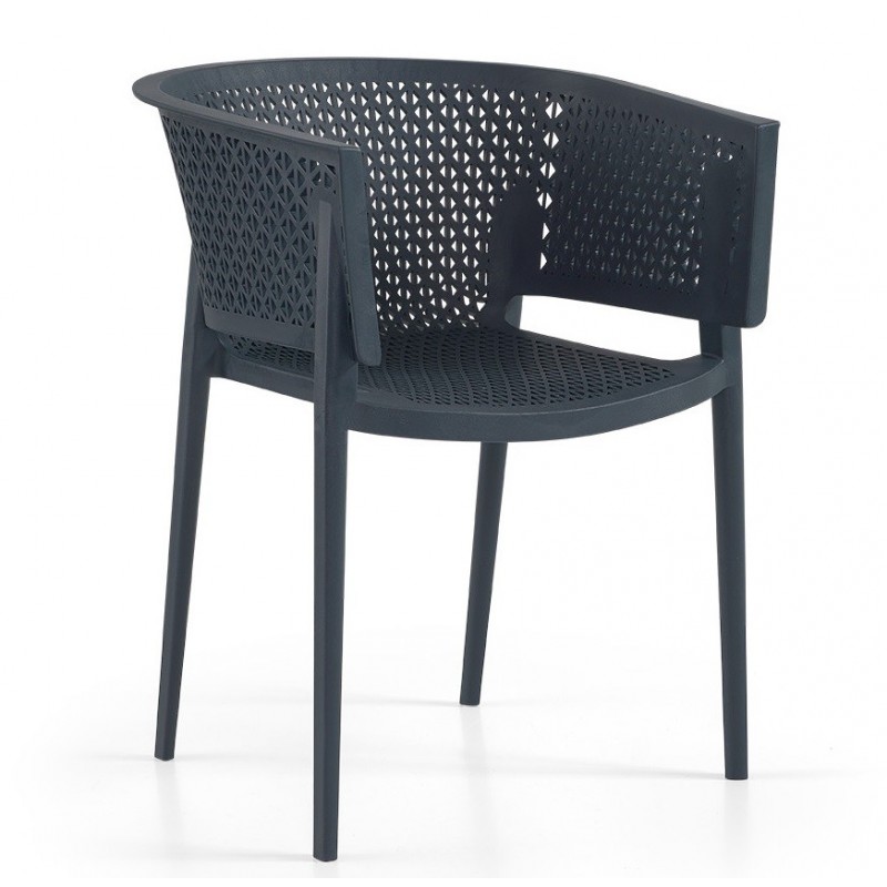 Sillón BILL, apilable,  polipropileno antracita (Pack de 20 unidades)