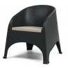 Sillón SURF, apilable, polipropileno marrón chocolate, cojín beige (Pack de 4 unidades)