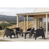 Sillón SURF, apilable, polipropileno marrón chocolate, cojín beige (Pack de 4 unidades)
