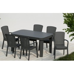Mesa MOJÁCAR, polipropileno antracita, 150 x 90 cms