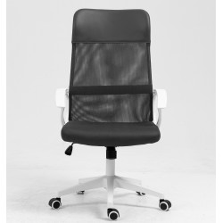 Sillón de oficina VERTON, blanco, malla y asiento negro