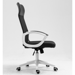 Sillón de oficina VERTON, blanco, malla y asiento negro