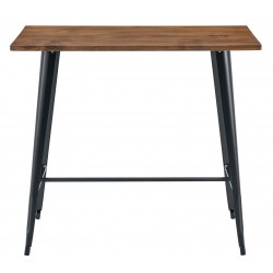 Mesa alta TOL EK WOOD, acero, madera, negra, 120 x 60 cms