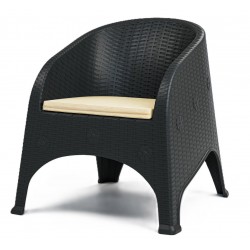 Sillón SURF, apilable, polipropileno marrón chocolate, cojín beige (Pack de 4 unidades)