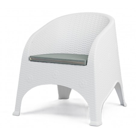Sillón SURF, apilable, polipropileno blanco, cojín gris (Pack de 4 unidades)