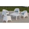 Sillón SURF, apilable, polipropileno blanco, cojín gris (Pack de 4 unidades)
