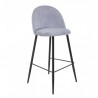 Taburete ORUSA, metal negro, tapizado velvet gris (Pack de 2 unidades)