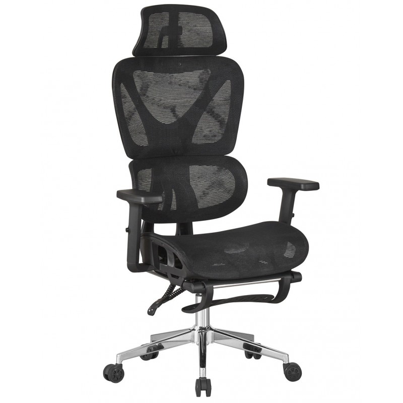 Sillón de oficina LORRIS, alto, ergonómico, malla negra