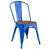 Silla TOL EK WOOD, acero, azul, asiento madera (Pack de 5 unidades)