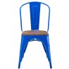 Silla TOL EK WOOD, acero, azul, asiento madera (Pack de 5 unidades)