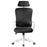 Sillón de oficina MELLAC, alto, blanco, malla y asiento negro