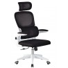 Sillón de oficina BERNAY, alto, blanco, malla y asiento negro