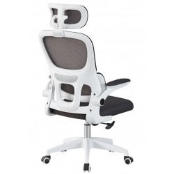 Sillón de oficina BERNAY, alto, blanco, malla y asiento negro