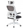 Sillón de oficina BERNAY, alto, blanco, malla y asiento negro