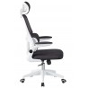 Sillón de oficina BERNAY, alto, blanco, malla y asiento negro