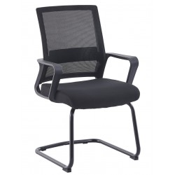 Sillón de oficina SURICE, fijo de patín, malla negra (Pack de 2 unidades)