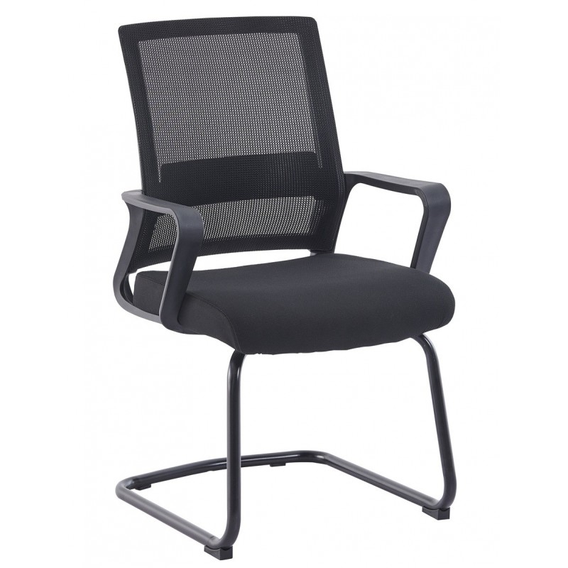 Sillón de oficina SURICE, fijo de patín, malla negra (Pack de 2 unidades)
