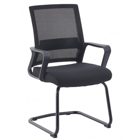 Sillón de oficina SURICE, fijo de patín, malla negra (Pack de 2 unidades)