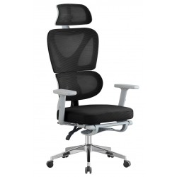 Sillón de oficina DURBUY, alto, ergonómico, gris, malla negra