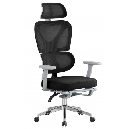 Sillón de oficina DURBUY, alto, ergonómico, gris, malla negra