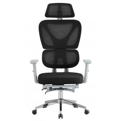 Sillón de oficina DURBUY, alto, ergonómico, gris, malla negra