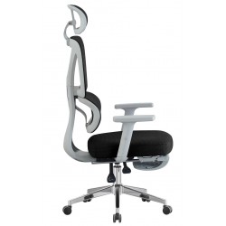 Sillón de oficina DURBUY, alto, ergonómico, gris, malla negra