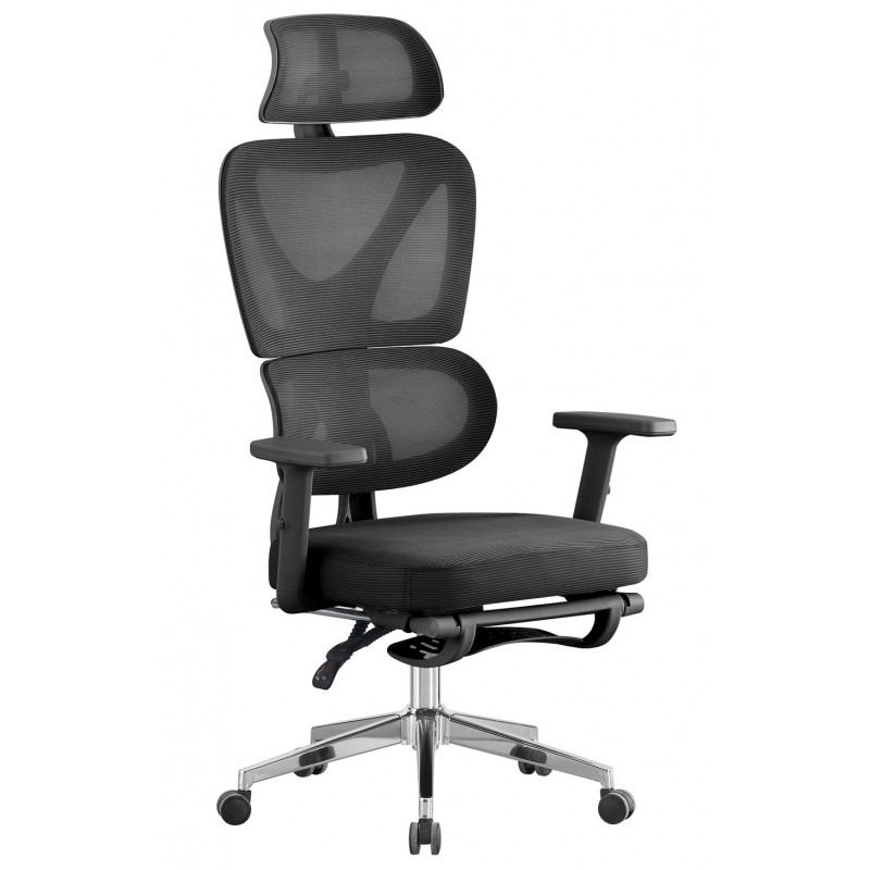 Sillón de oficina DURBUY, alto, ergonómico, negro, malla negra