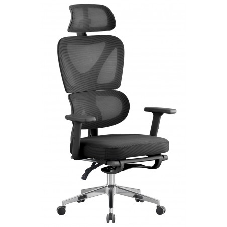 Sillón de oficina DURBUY, alto, ergonómico, negro, malla negra