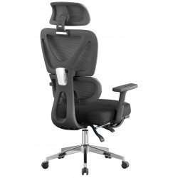 Sillón de oficina DURBUY, alto, ergonómico, negro, malla negra