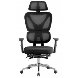 Sillón de oficina DURBUY, alto, ergonómico, negro, malla negra