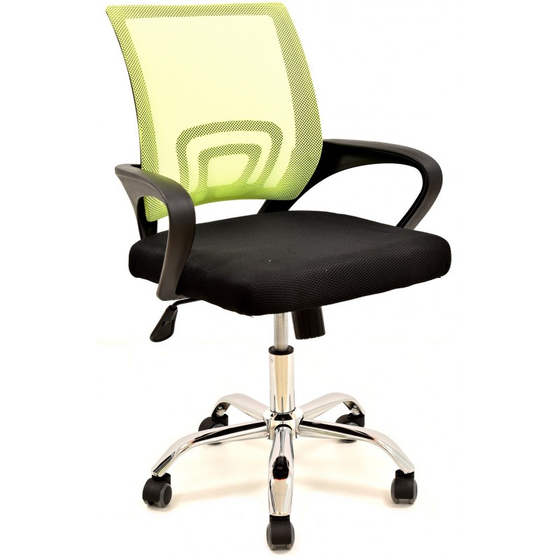 Sillón de oficina FISS NEW, negro, regulación de altura, basculante, malla verde, tejido negro