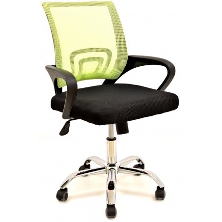 Sillón de oficina FISS NEW, negro, regulación de altura, basculante, malla verde, tejido negro