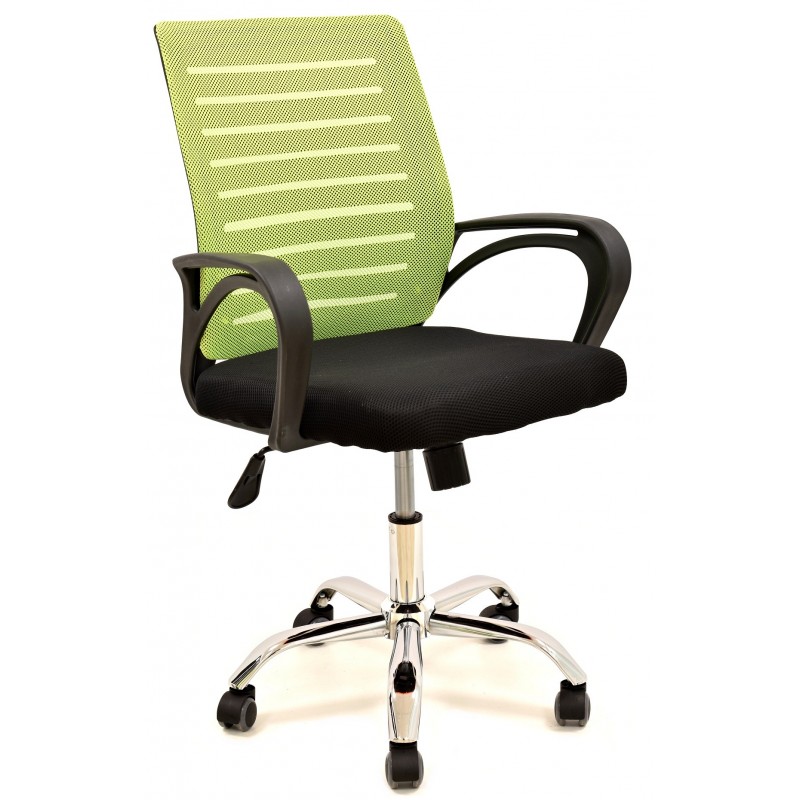 Sillón de oficina SUNSET, negro,regulación de altura, basculante, malla verde pistacho, tejido negro