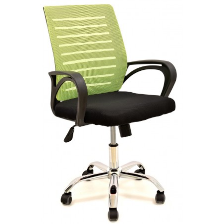 Sillón de oficina SUNSET, negro,regulación de altura, basculante, malla verde pistacho, tejido negro